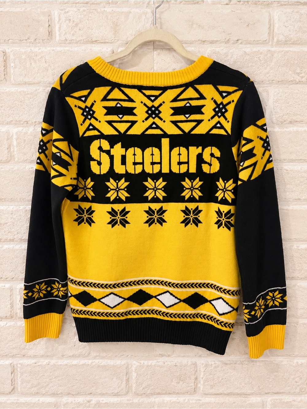 Pittsburgh Steelers NFL Size L Fair Isle Ugly Christmas Sweater Black Gold Xmas - Picture 3 of 4